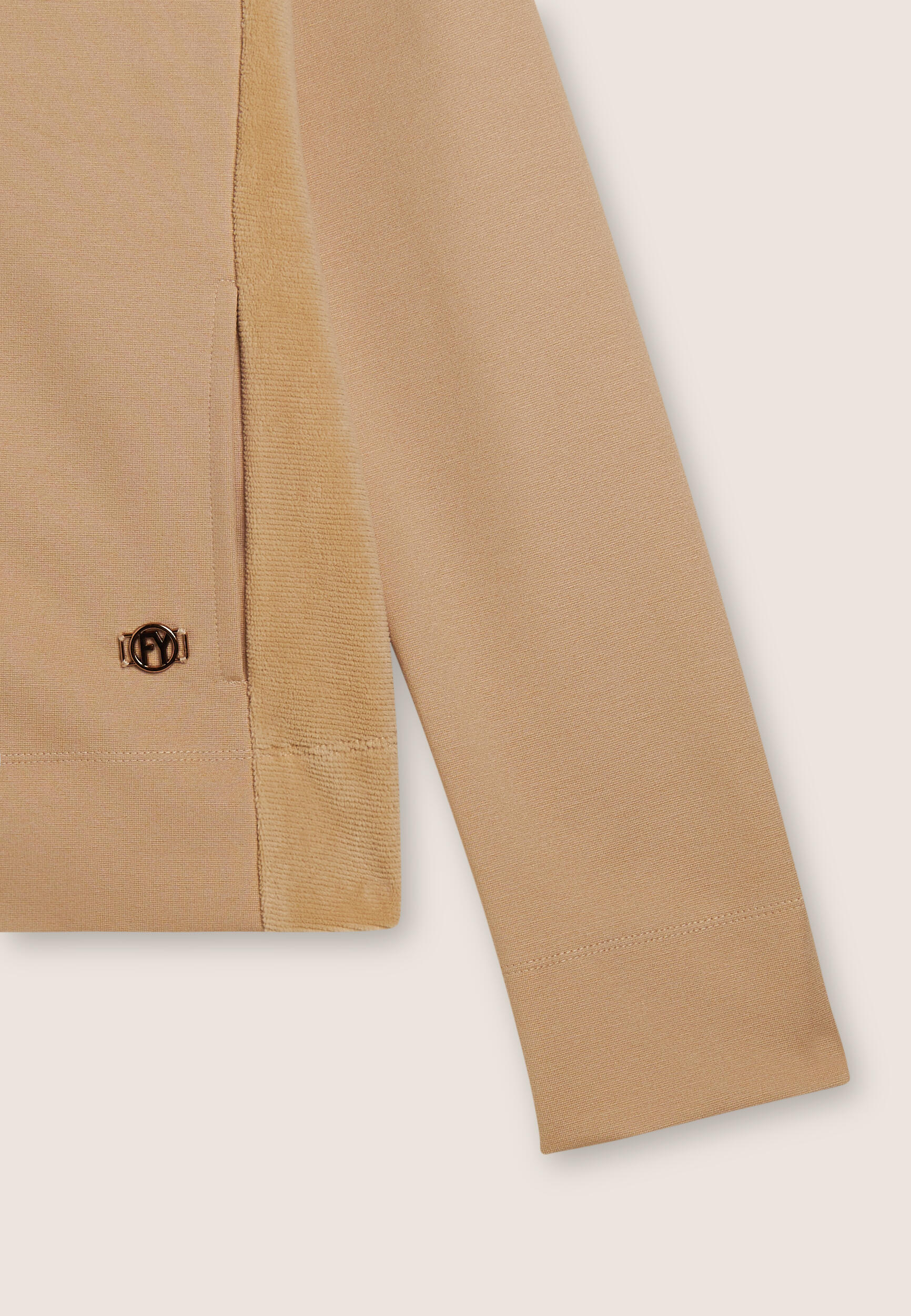 Felpa full zip in viscosa con inserti in ciniglia 3/3