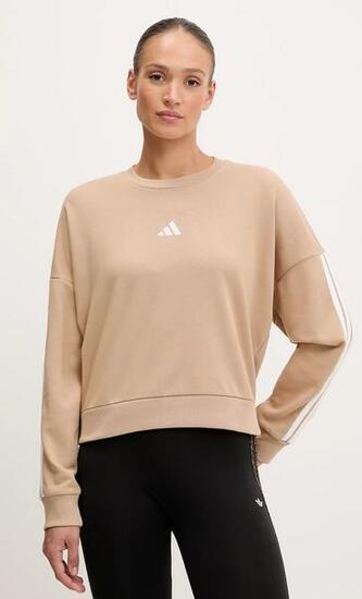Felpa donna adidas performance essentials 3-stripes french terry - beige