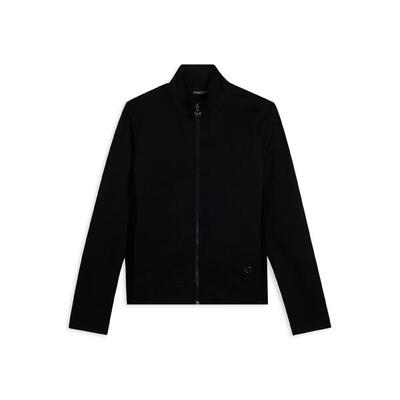Felpa full zip in viscosa con inserti in ciniglia