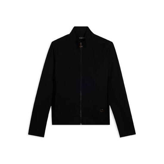 Felpa full zip in viscosa con inserti in ciniglia