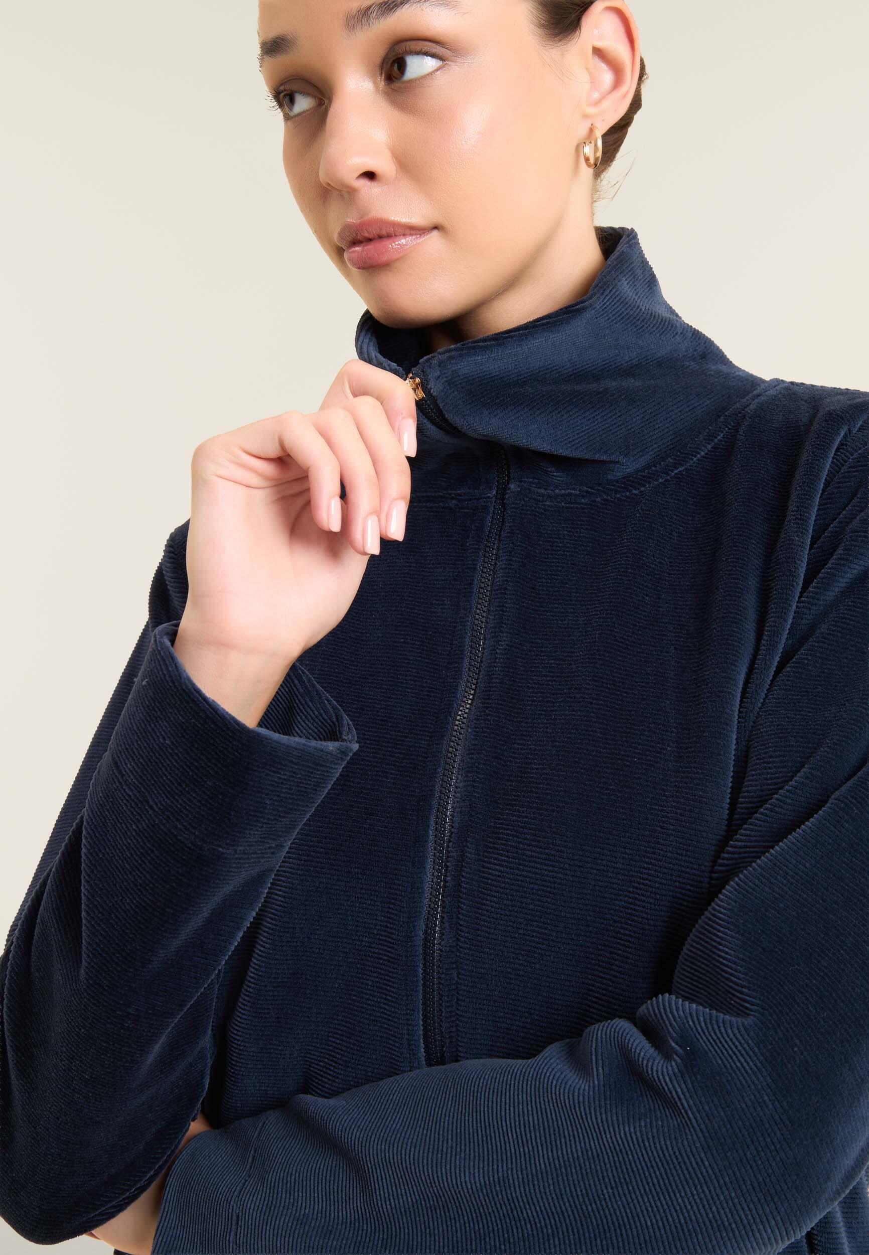 Felpa cropped in ciniglia con zip e collo alto 4/4