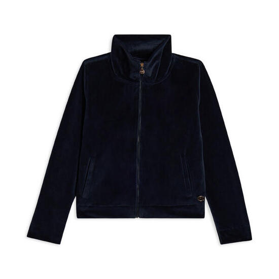 Sweat-shirt zippé et cropped en chenille avec col montant