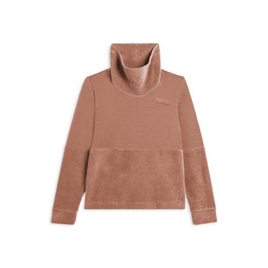 Felpa da donna con fondo e collo alto in velluto