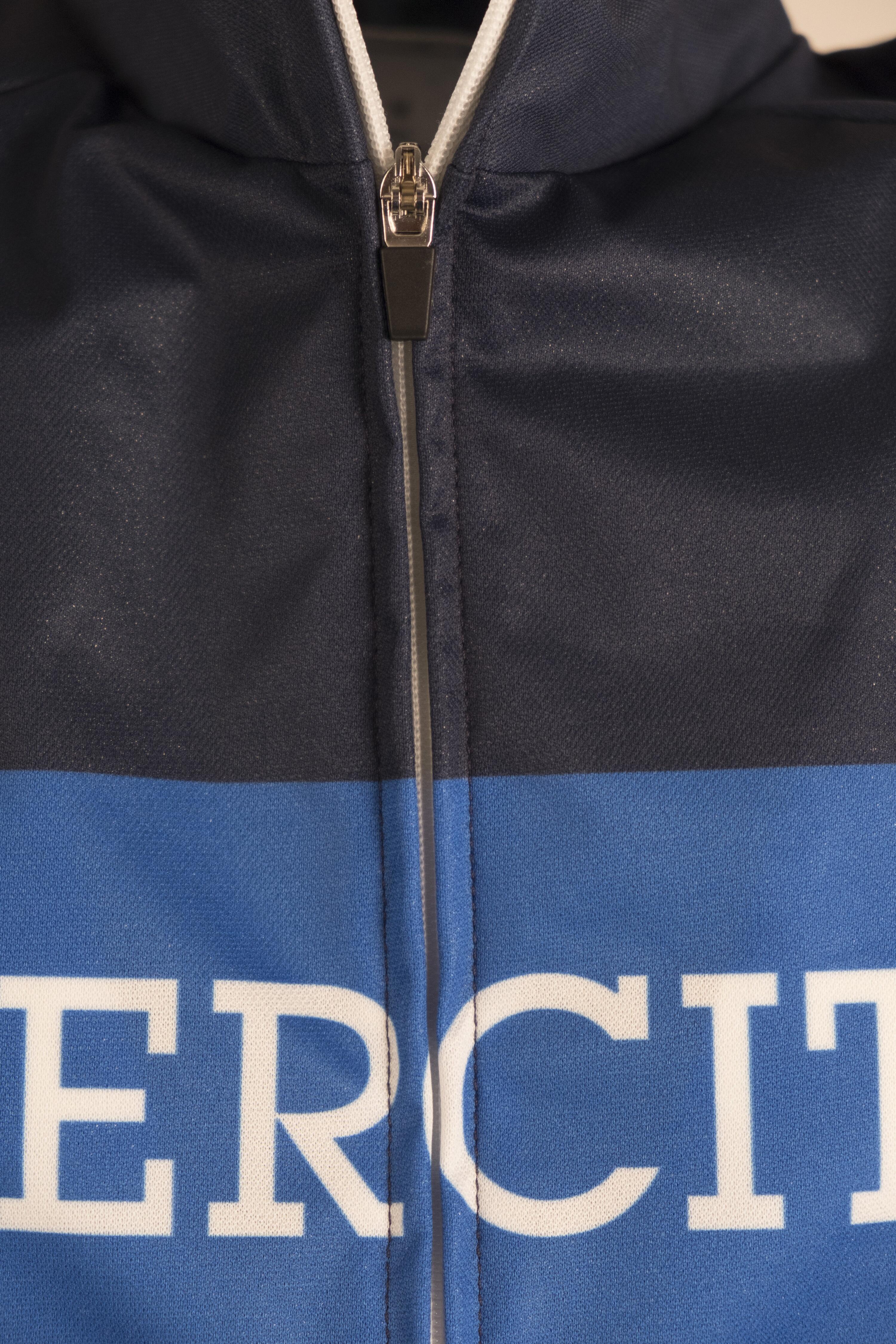 Gilet ciclismo esercito antivento con zip blu uomo 3/3