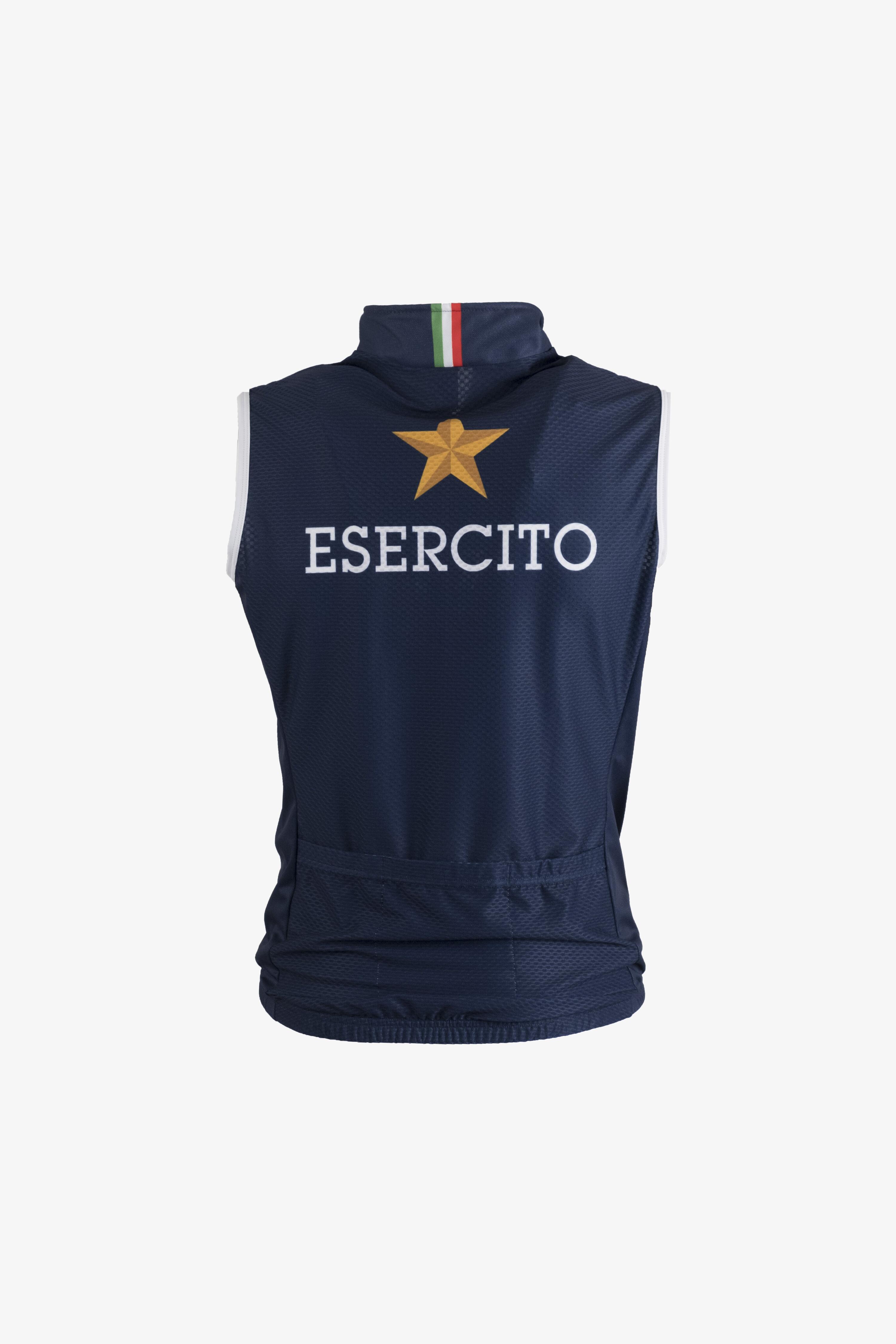 Gilet ciclismo esercito antivento con zip blu uomo 2/3