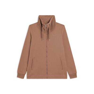 Felpa da donna con zip. spacchi laterali e collo alto in velluto