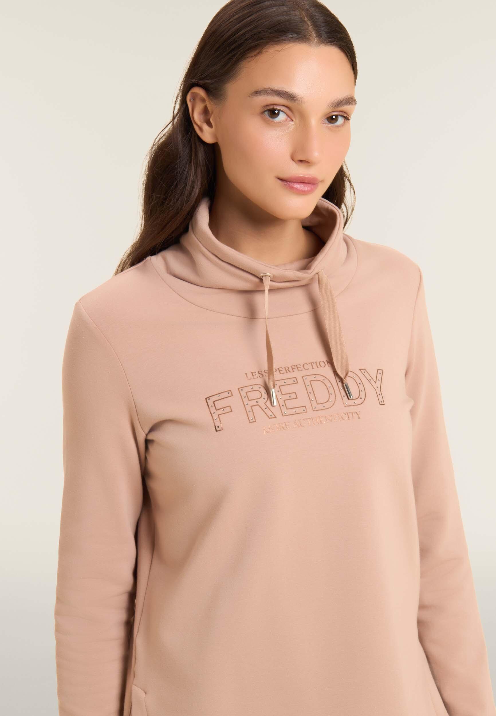 Felpa sportiva da donna con spacchi laterali e logo frontale 4/4