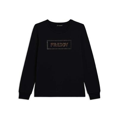 Felpa sportiva da donna con grafica frontale in strass