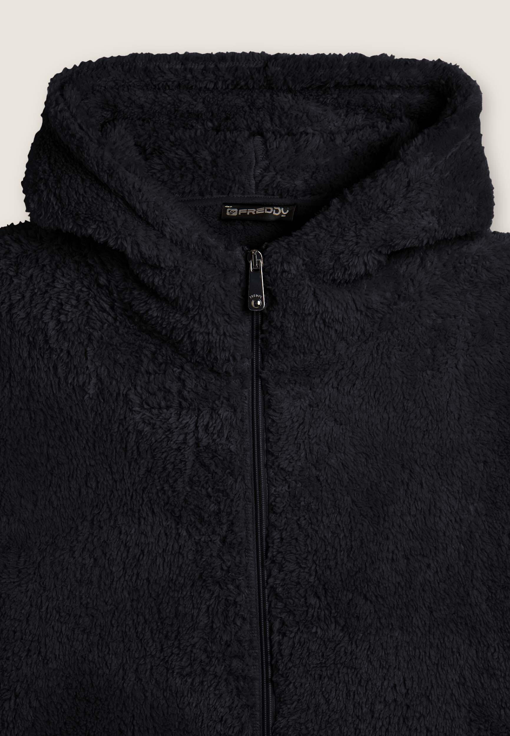 Felpa in pile sherpa con cappuccio e zip 3/3