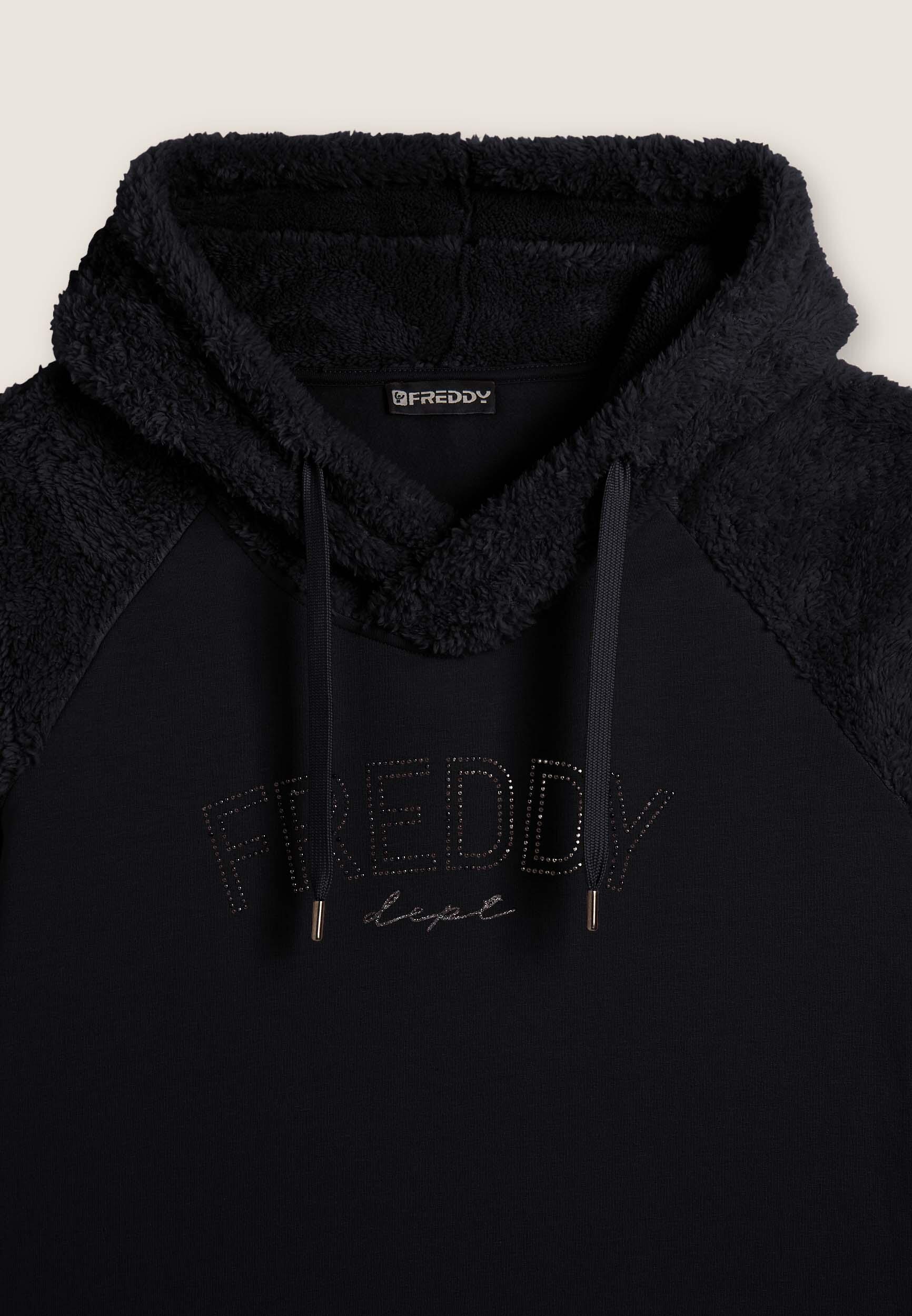 Sweat-shirt à capuche croisée et manches en tissu Sherpa 3/3