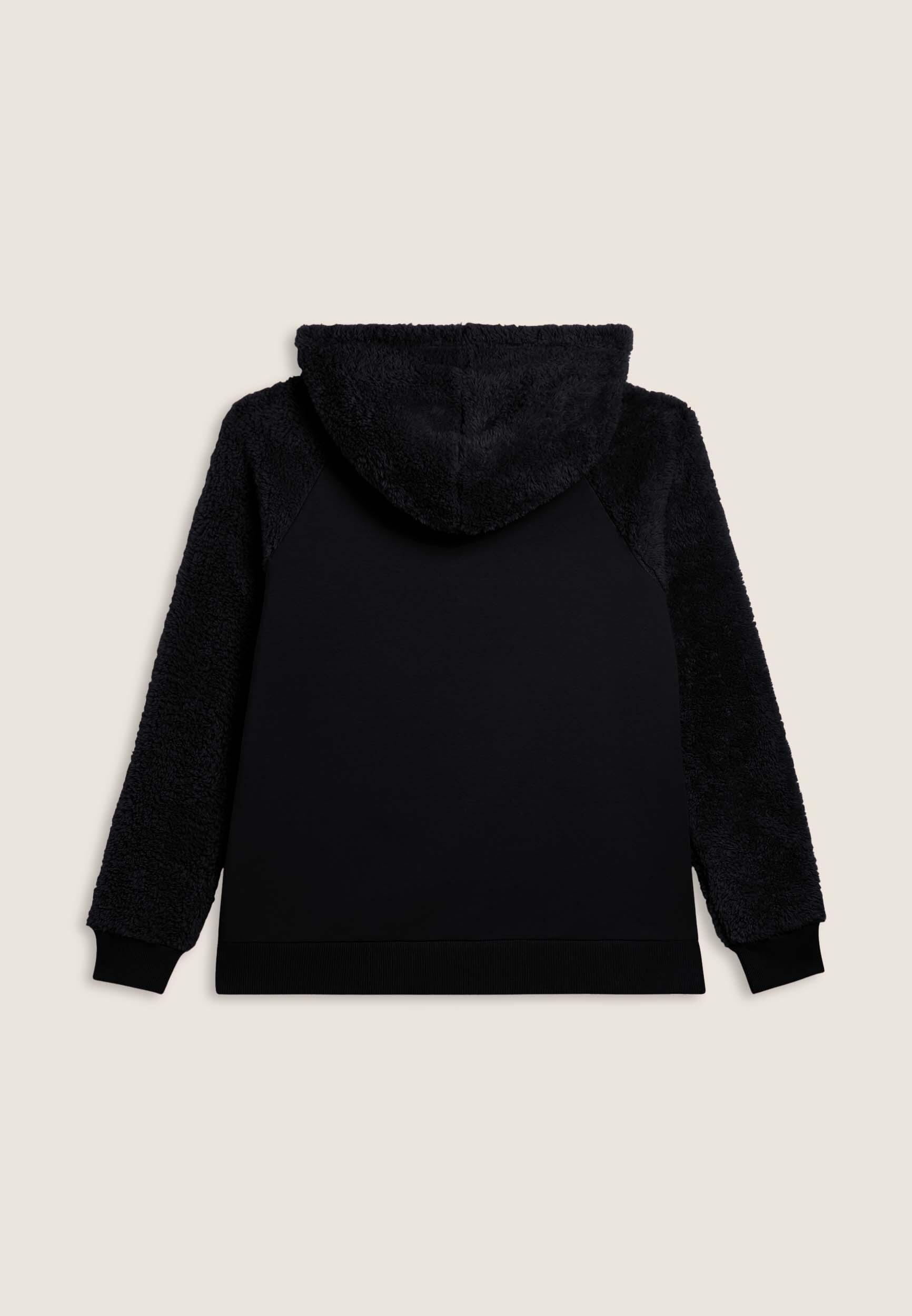 Sweat-shirt à capuche croisée et manches en tissu Sherpa 2/3