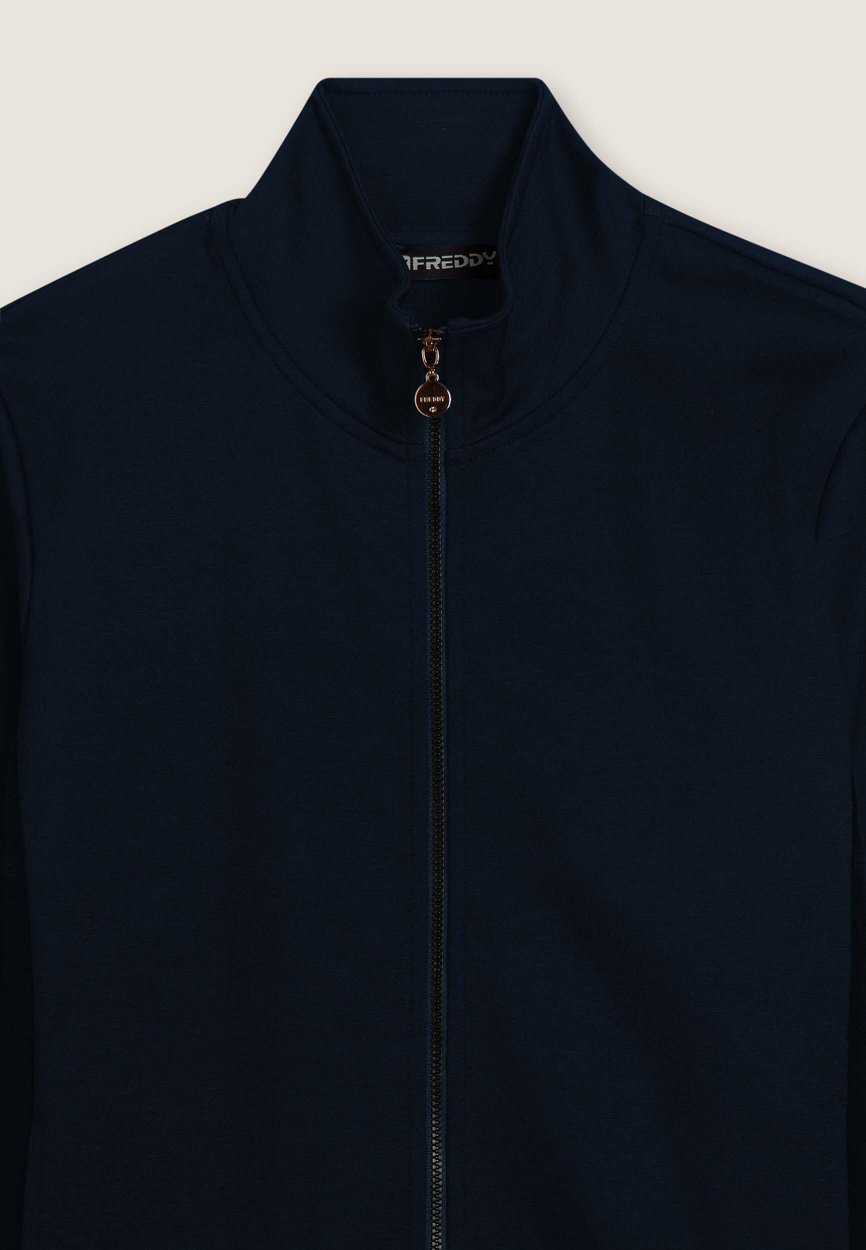 Felpa full zip in viscosa con inserti in ciniglia 3/3