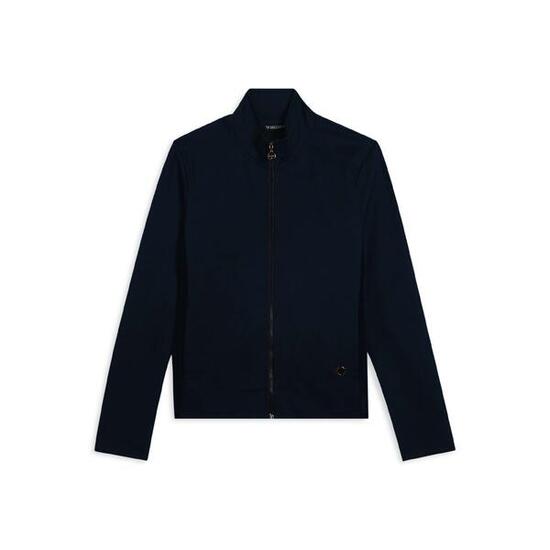 Felpa full zip in viscosa con inserti in ciniglia