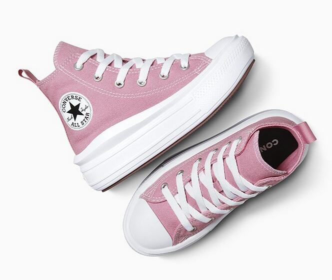 Scarpe bambina converse chuck taylor all star move platform - rosa 3/7