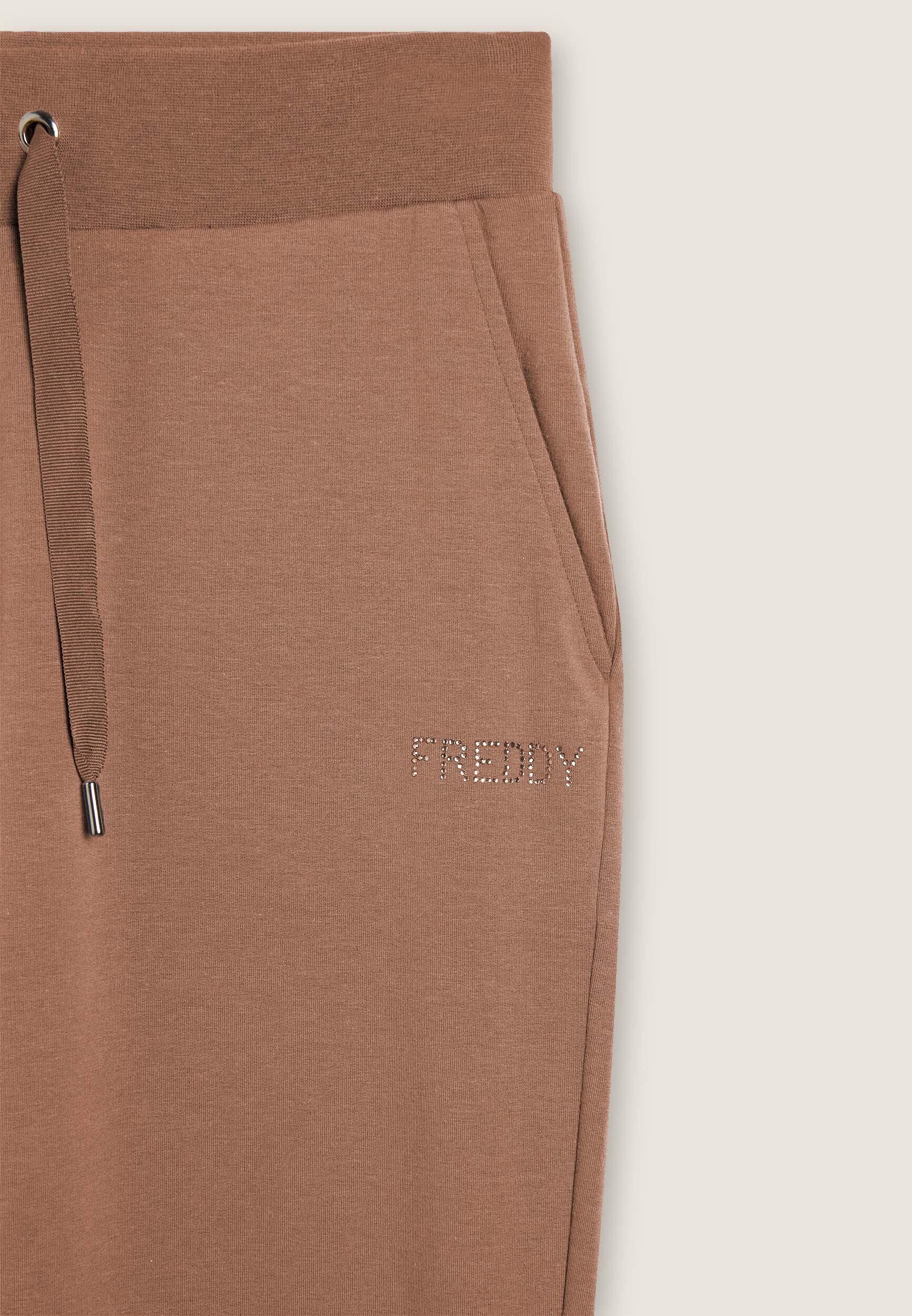 Pantaloni sportivi da donna con fondo dritto e logo strass 3/3