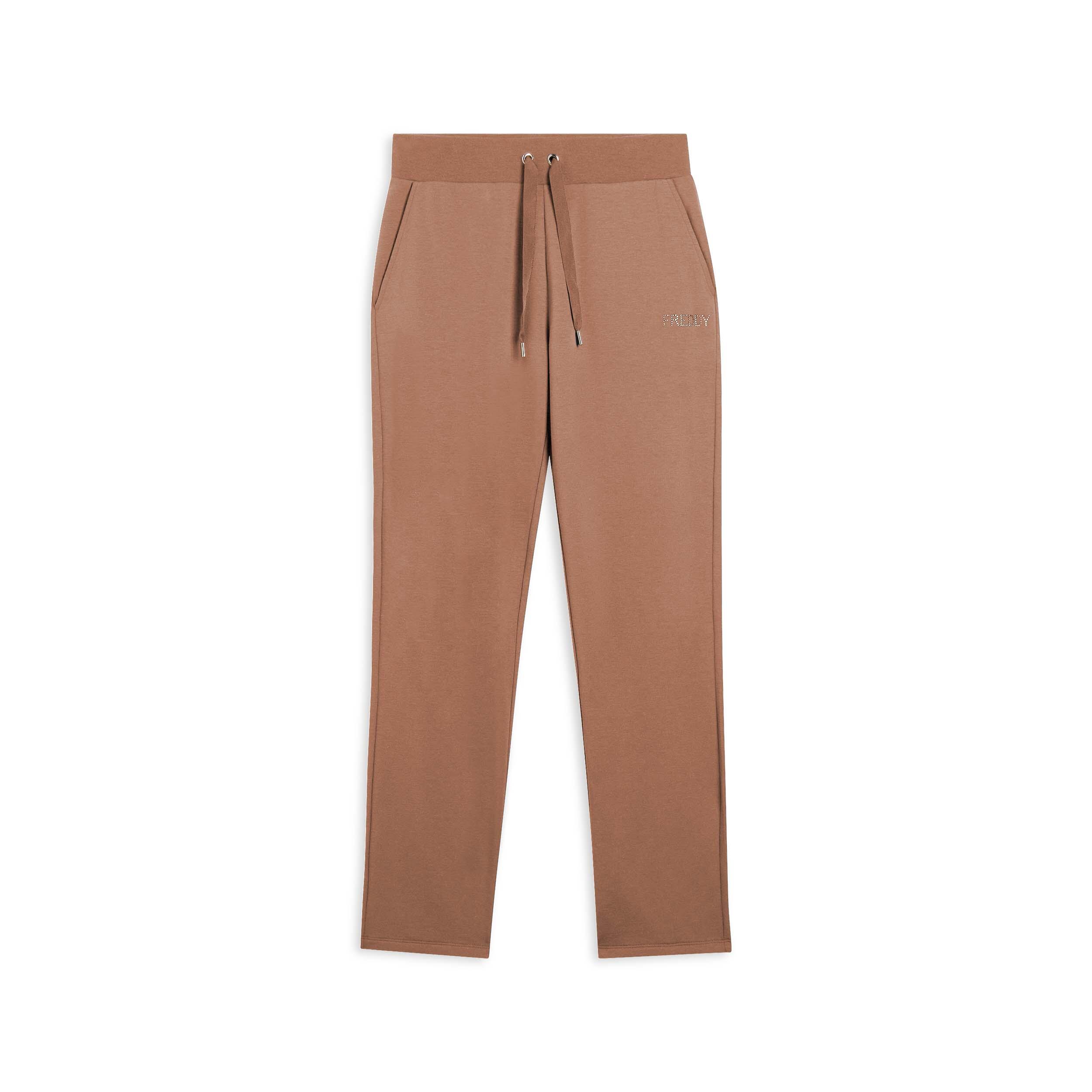 Freddy - Pantalon De Sport Pour Femmes Avec Bord Droit Et Logo En Paillettes - Pantalons - Beige - Decathlon