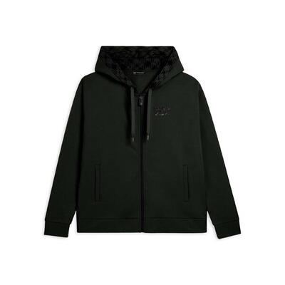 Felpa con cappuccio foderato fantasia e zip frontale