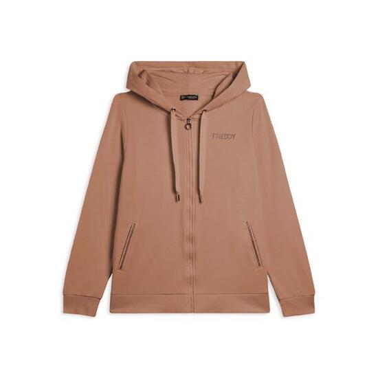 Sweat-shirt de sport zippé à capuche pour femmes, avec paillettes bicolores