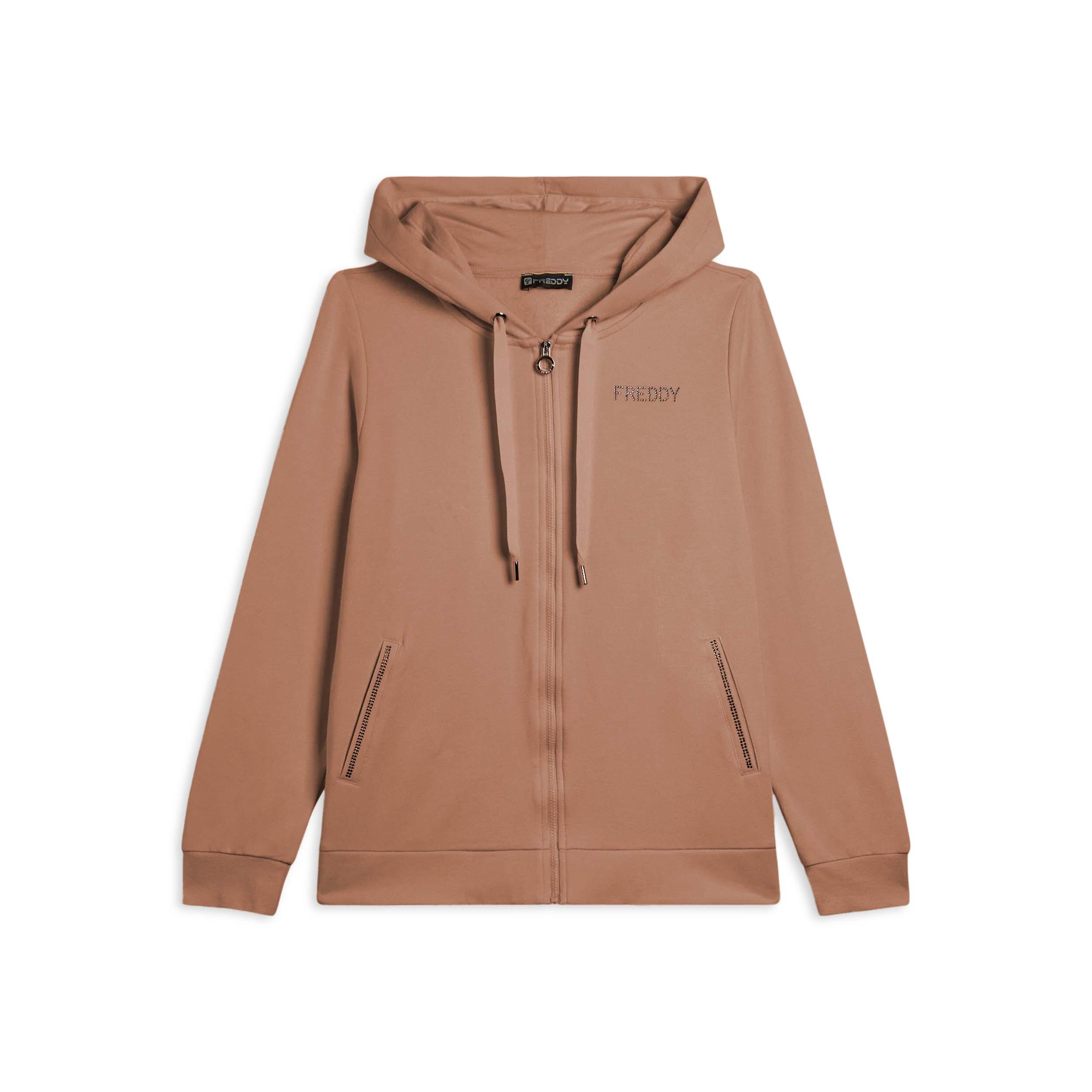 Freddy - Sweat-shirt De Sport Zippé À Capuche Pour Femmes, Avec Paillettes Bicolores - Sweat Zippé - Beige - Decathlon