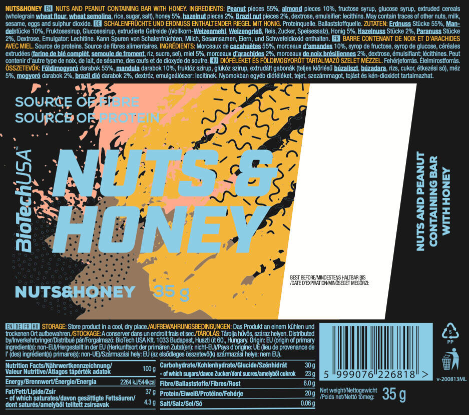 Barritas Energéticas - Nueces Y Miel (28x35g) - Miel 3/3