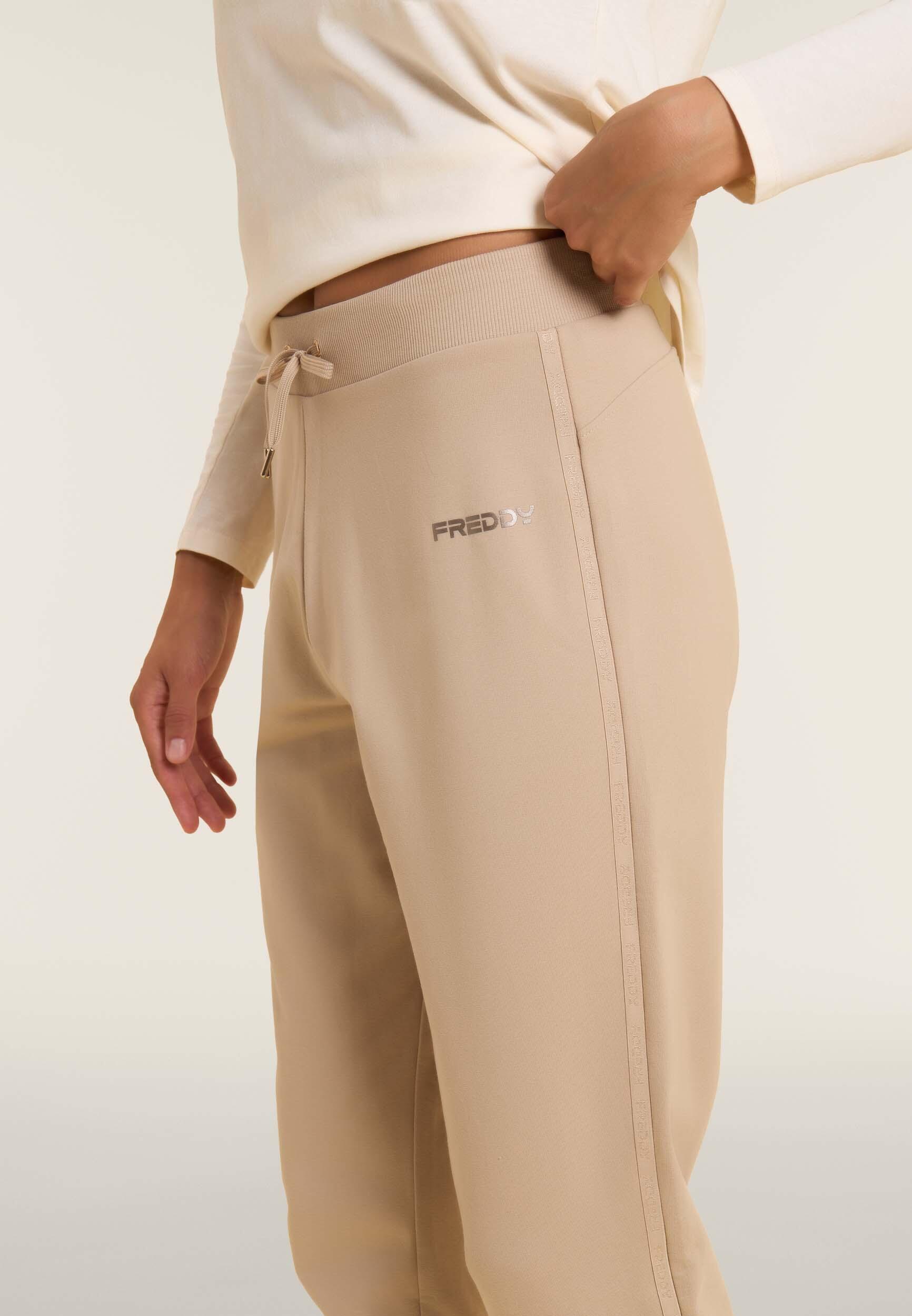 Pantaloni con fondo a costina e bande logate 4/4