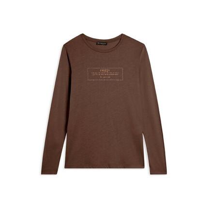 T-shirt long pour femmes avec des fentes et des graphiques brillants