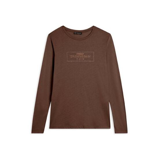 T-shirt long pour femmes avec des fentes et des graphiques brillants