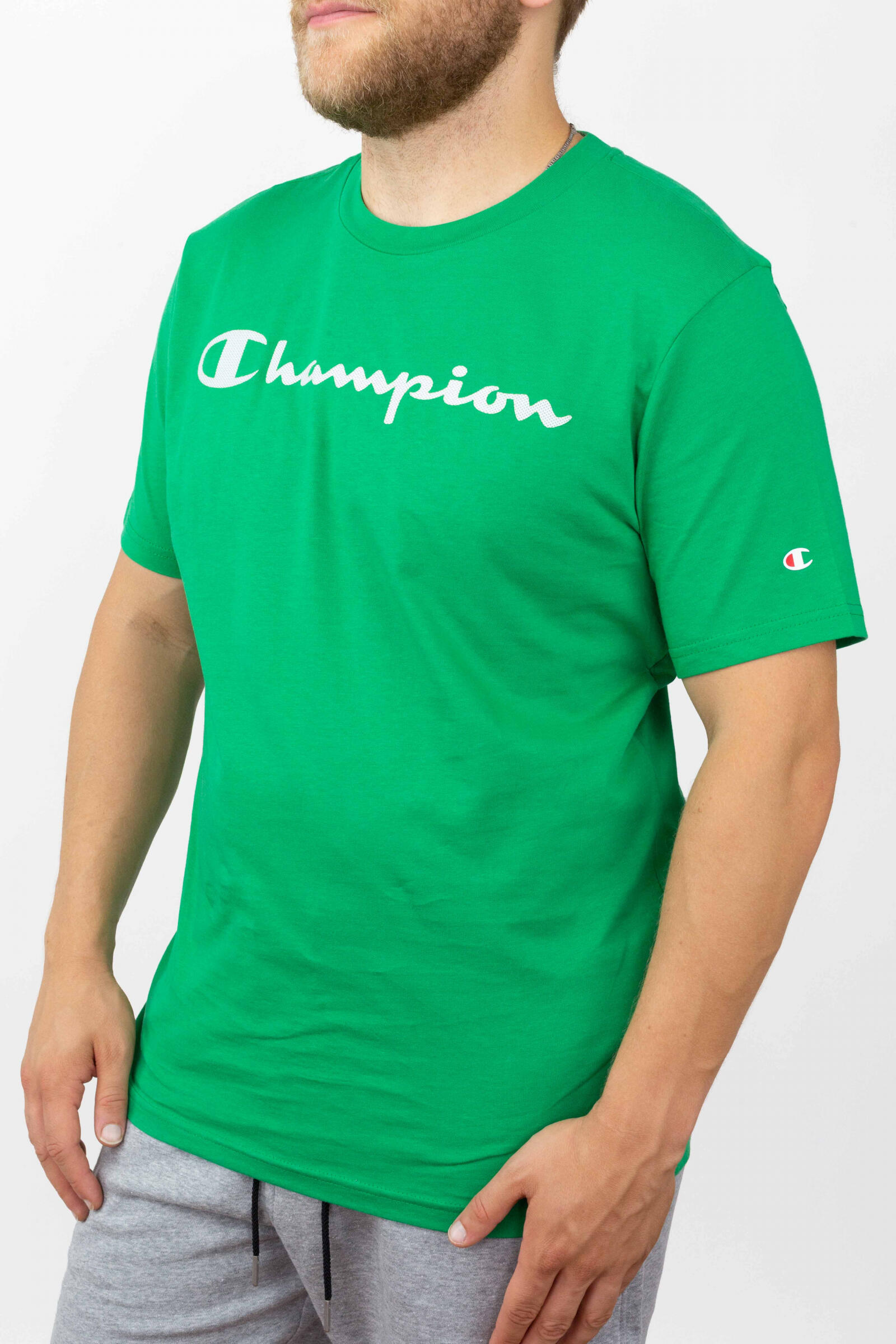 Champion Camiseta Champion Crew Neck Big Logo Verde 2/4