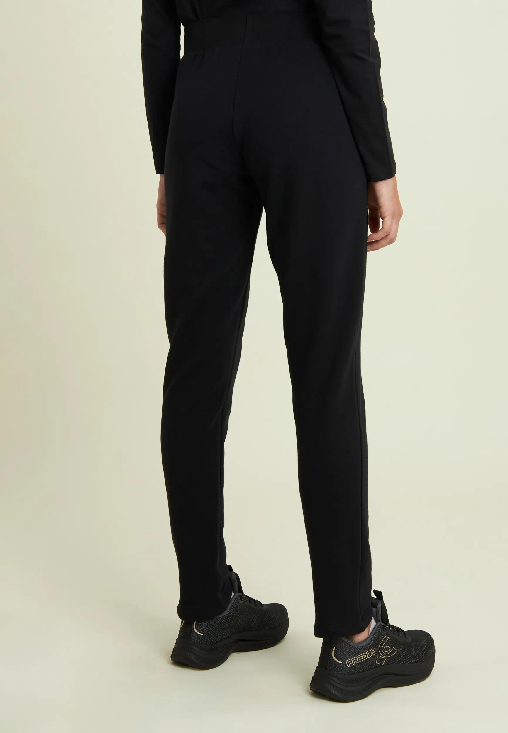 Pantaloni regular in felpa garzata con dettagli a trecce 3/4