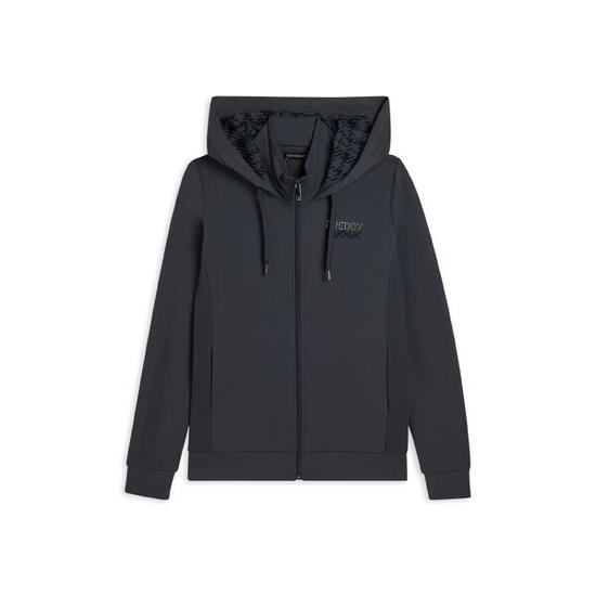 Felpa con cappuccio collo alto e inserti in costina