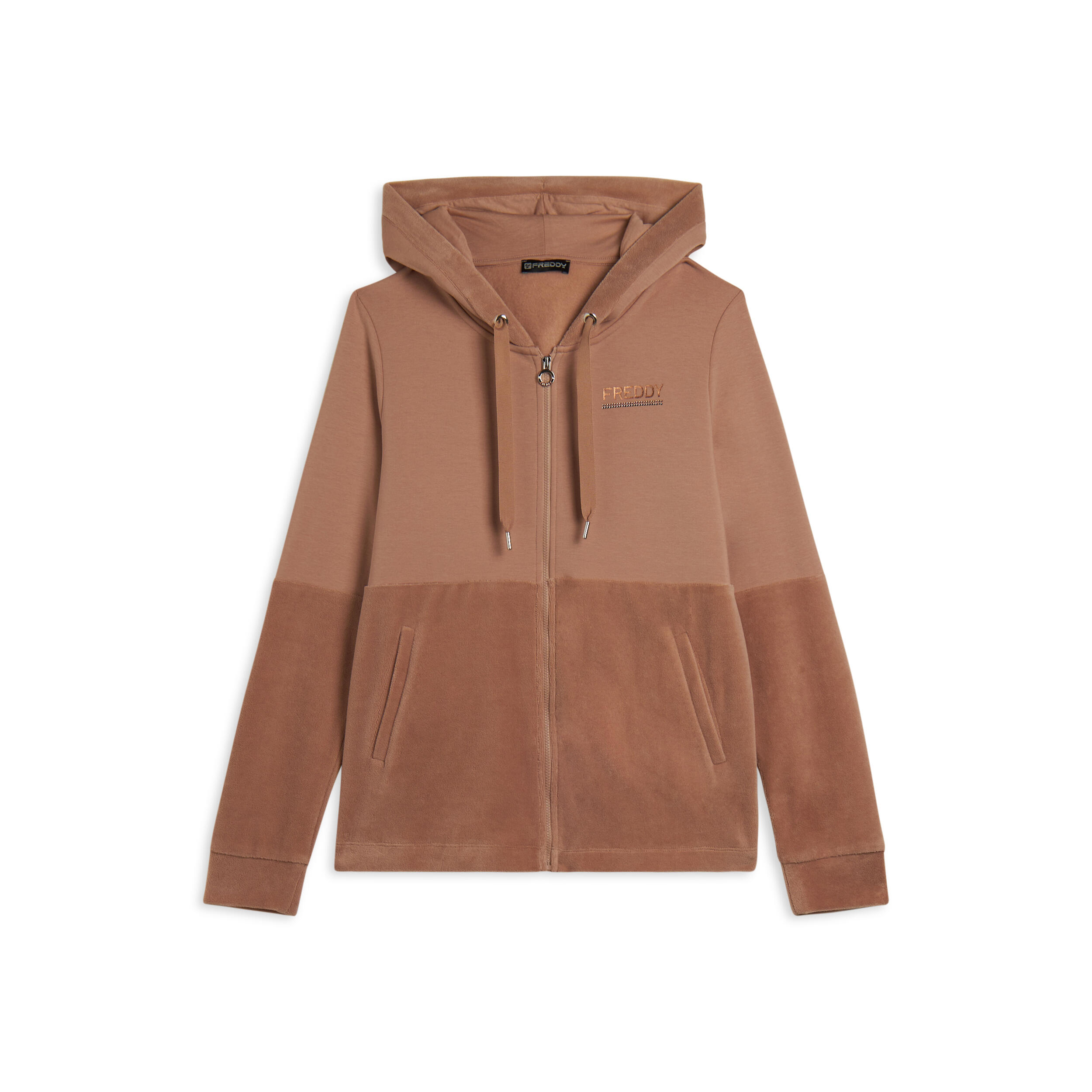 Freddy - Sweat-shirt Avec Fermeture Zippée Et Capuche Pour Femmes Avec Bord En Velours - Sweat Zippé - Beige - Decathlon