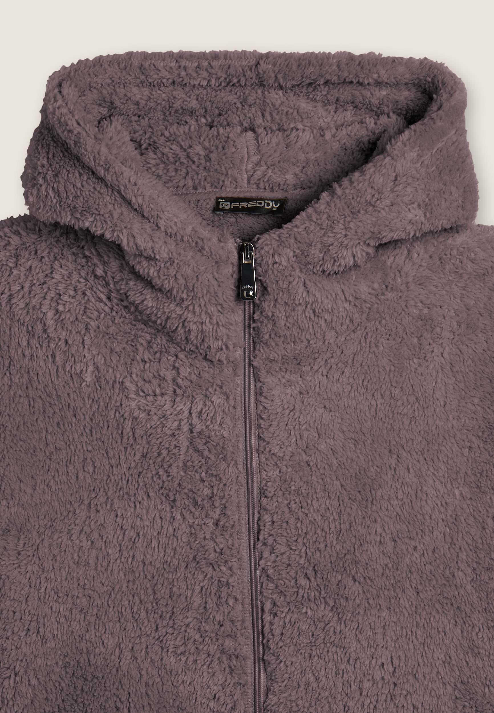 Felpa in pile sherpa con cappuccio e zip 3/3