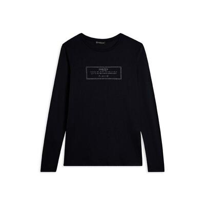 T-shirt donna lunga con spacchi e grafica brillante