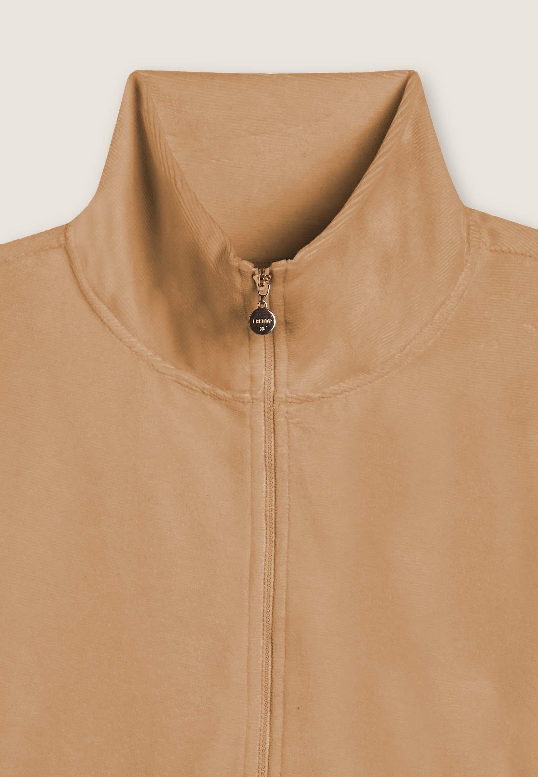 Felpa cropped in ciniglia con zip e collo alto 3/3