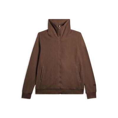 Felpa collo alto da donna in velluto con zip e logo strass