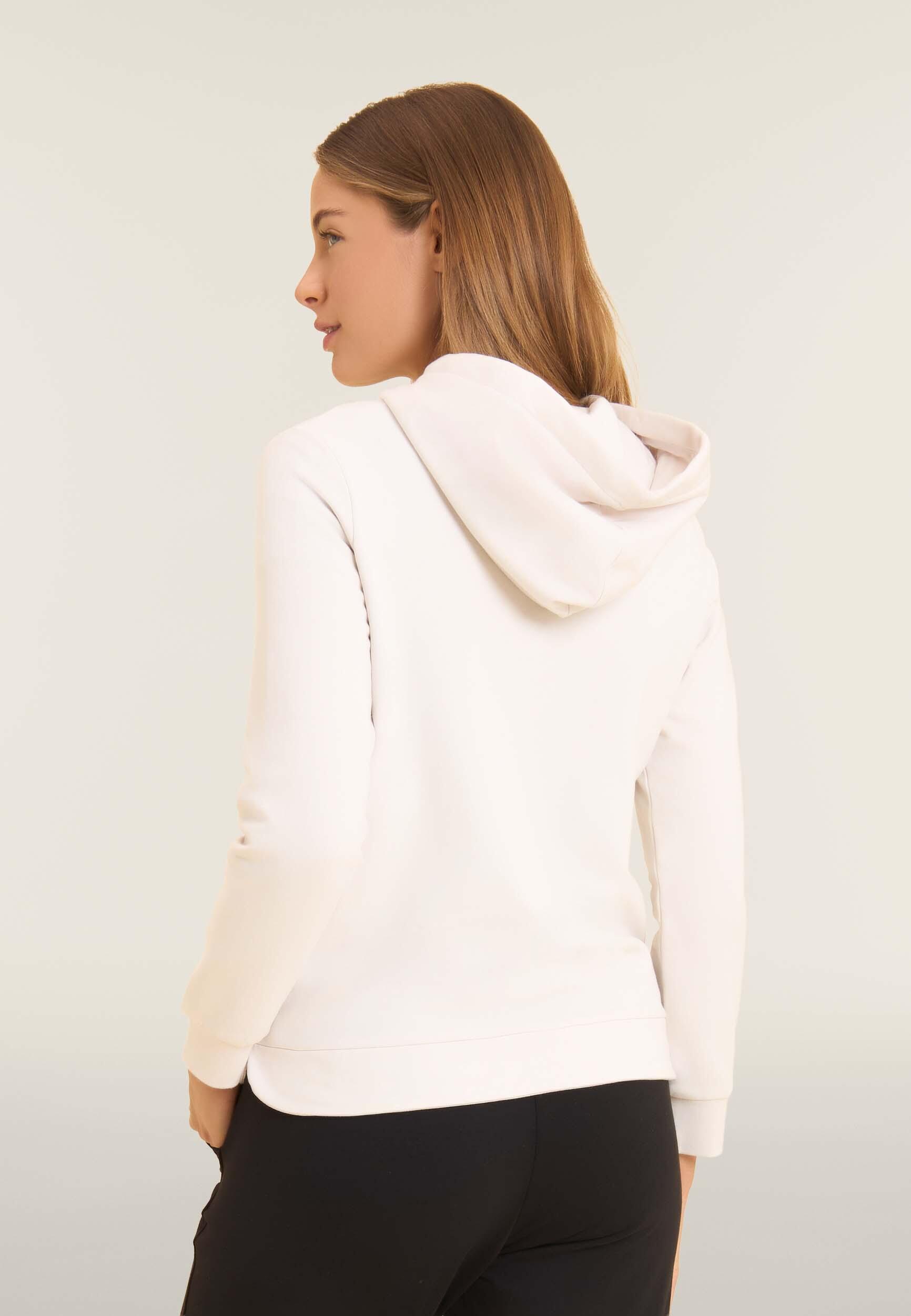 Felpa sportiva da donna cappuccio e zip con strass bicolore 3/4