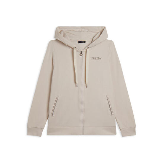 Sweat-shirt de sport zippé à capuche pour femmes, avec paillettes bicolores