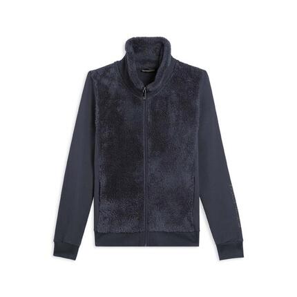 Sweat-shirt zippé avec col et devant en tissu Sherpa, logo en clous