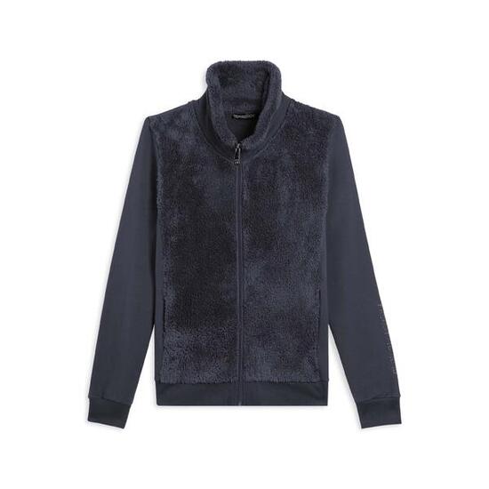 Sweat-shirt zippé avec col et devant en tissu Sherpa, logo en clous