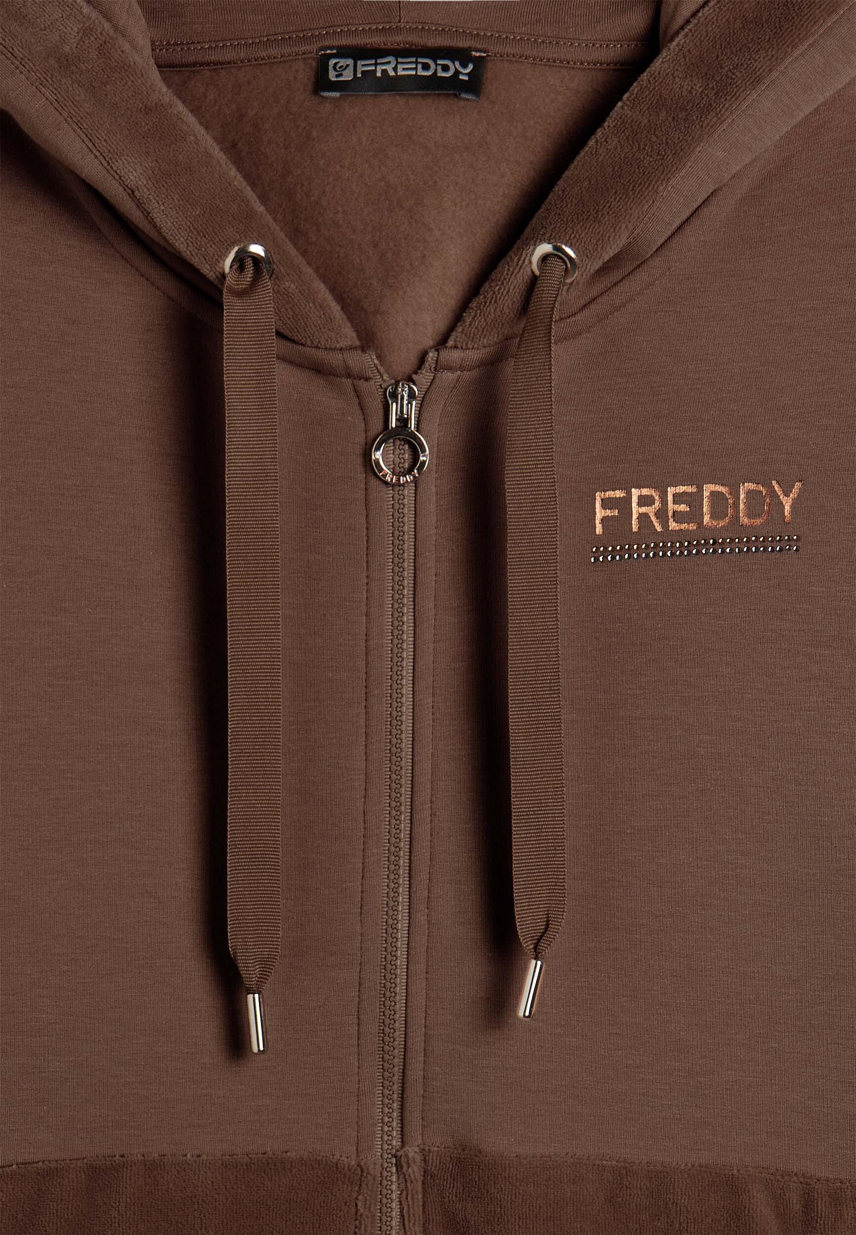 Sweat-shirt avec fermeture zippée et capuche pour femmes avec bord en velours 3/3