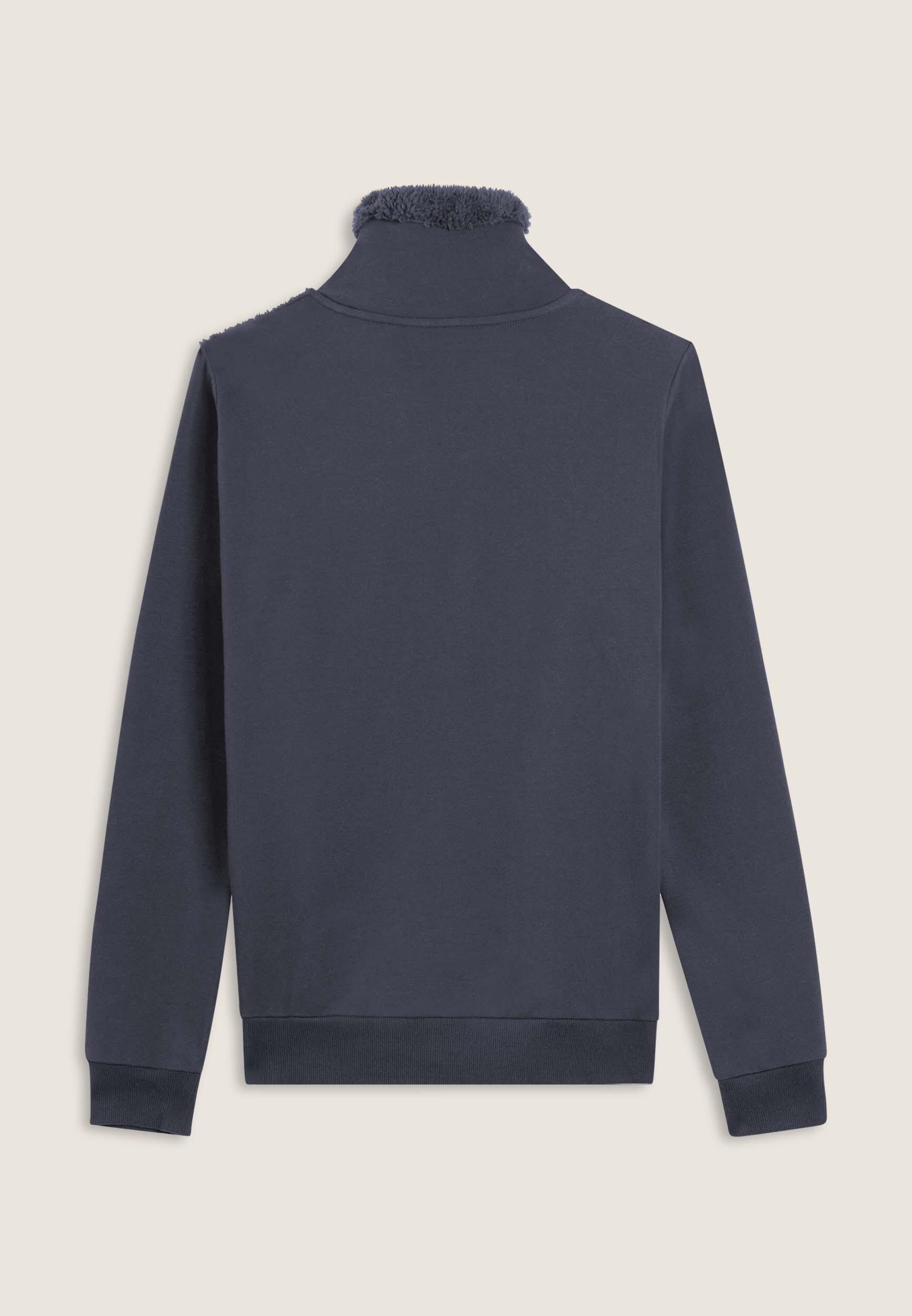 Felpa con zip, collo e fronte in sherpa, logo borchie 2/3