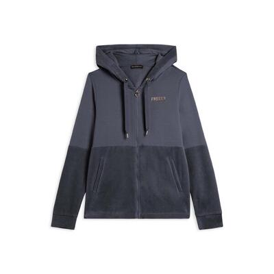 Felpa cappuccio e zip da donna con fondo in velluto