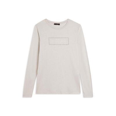 T-shirt donna lunga con spacchi e grafica brillante