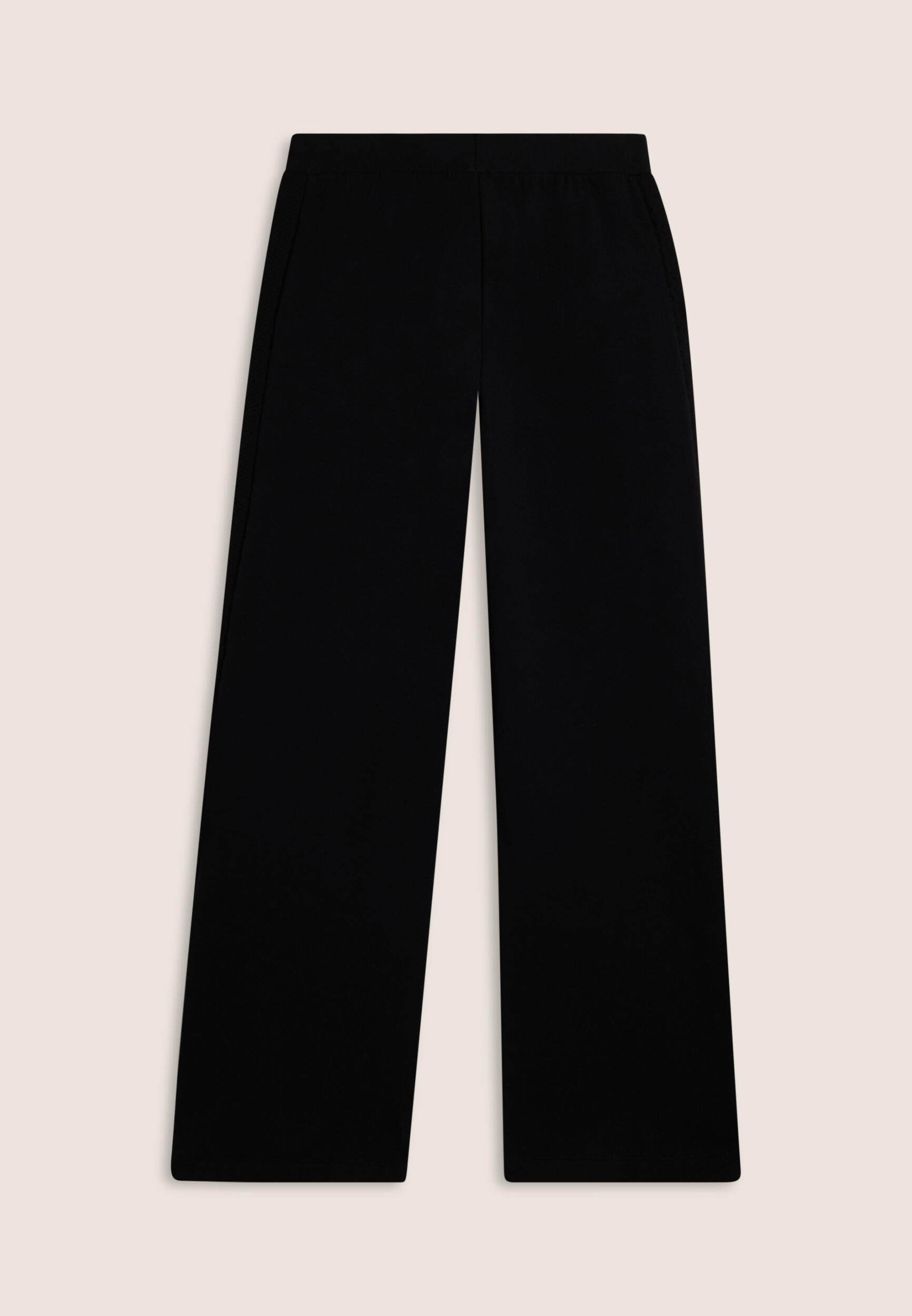 Pantalon à jambe large en molleton brossé et pièces décoratives en tresses 2/3