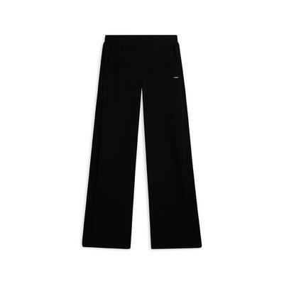 Pantaloni wide leg in felpa garzata e inserti a trecce