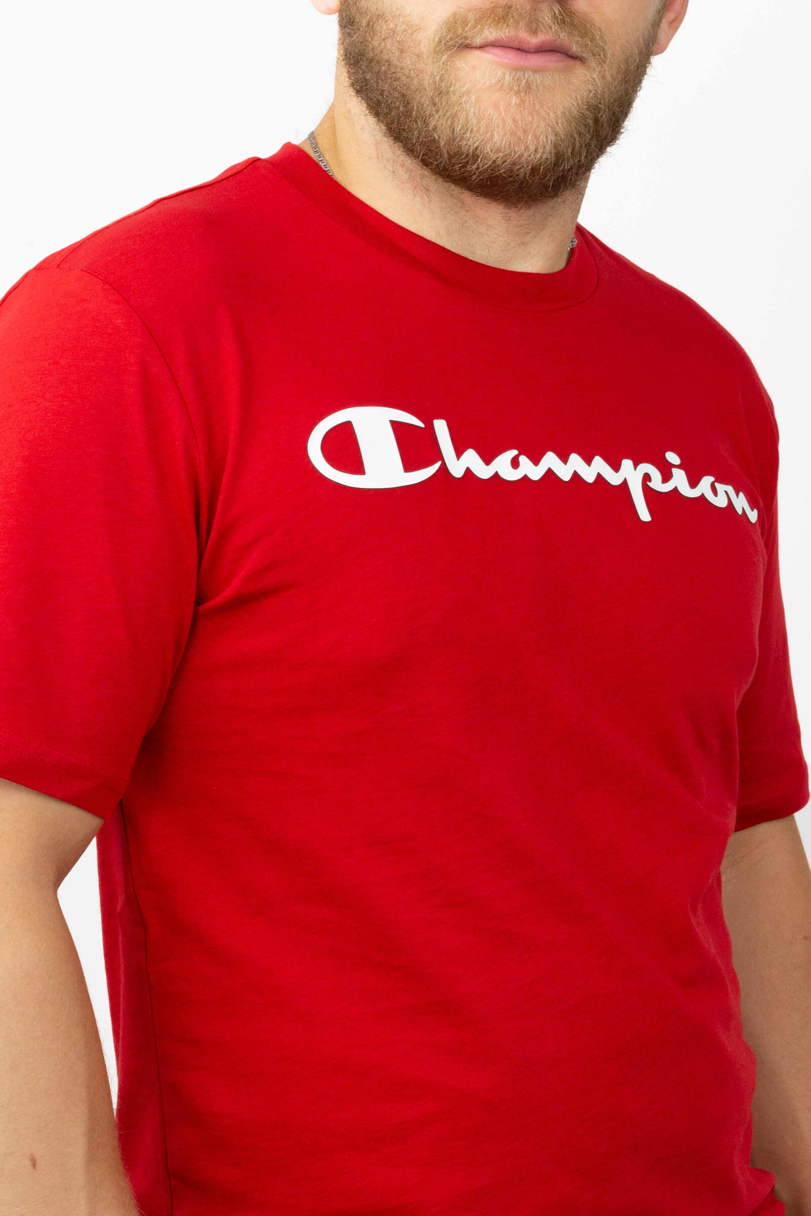 Champion Camiseta Champion Crew Neck Big Logo Rojo 4/4