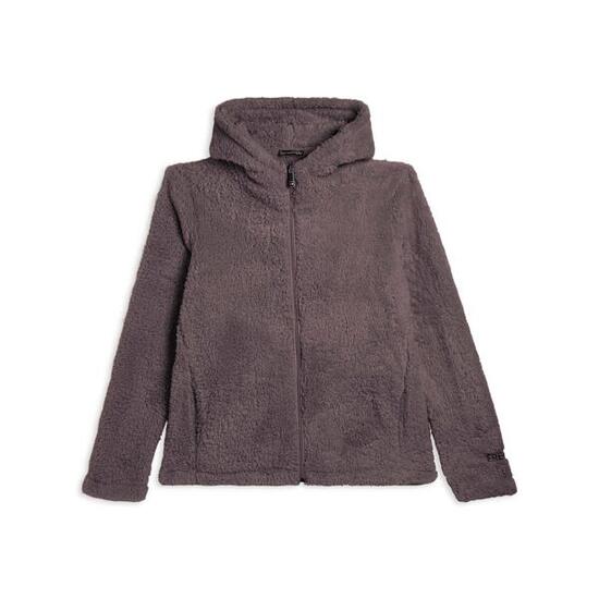 Felpa in pile sherpa con cappuccio e zip