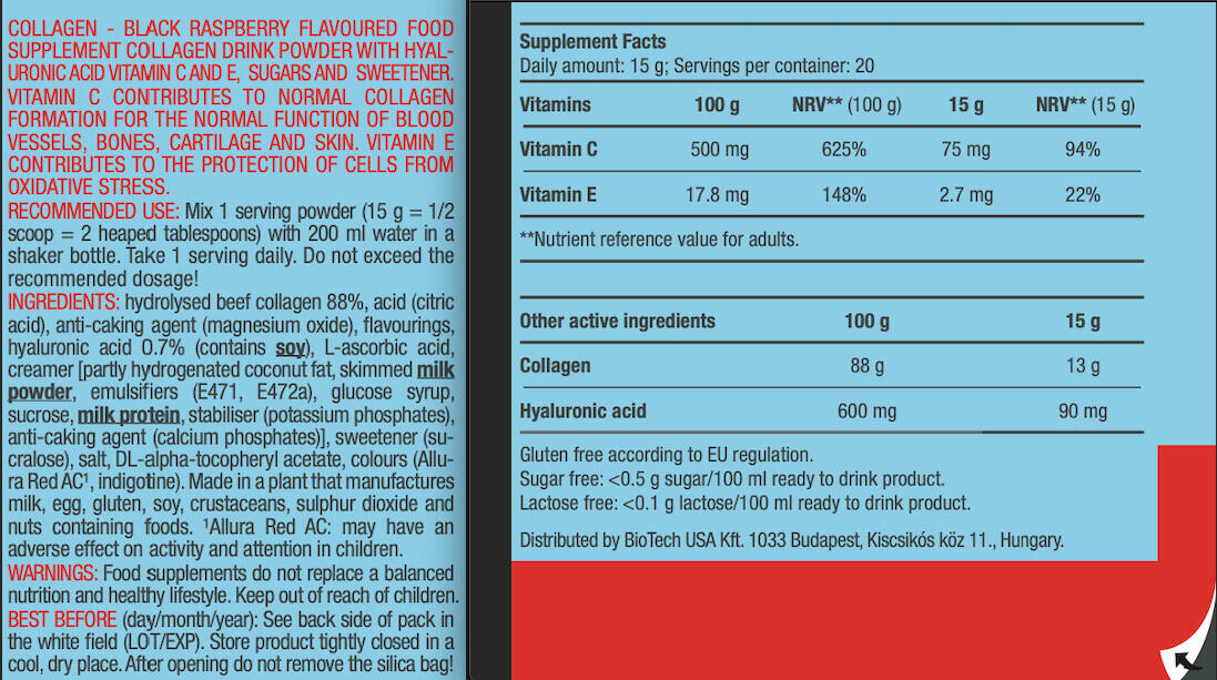 Kollagen - 300 g Himbeere Biotech USA 3/5
