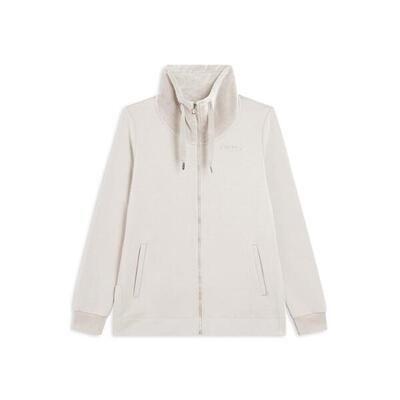 Felpa da donna con zip. spacchi laterali e collo alto in velluto