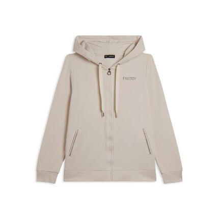 Sweat-shirt de sport zippé à capuche pour femmes, avec paillettes bicolores